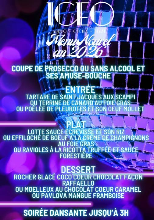 Soirée nouvel an 2026 à Lyon: thème années 80' chez ICEO votre restaurant festif à Lyon 7